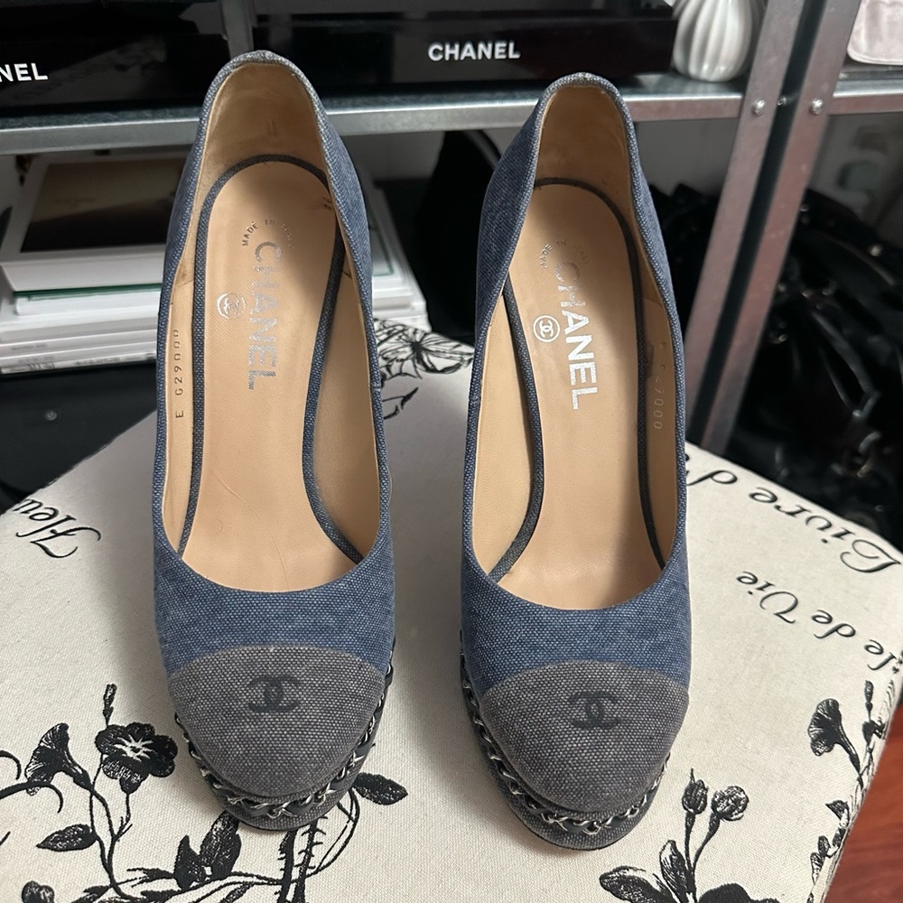 CHANEL DENIM PLATFORMS - Picture 2 of 5